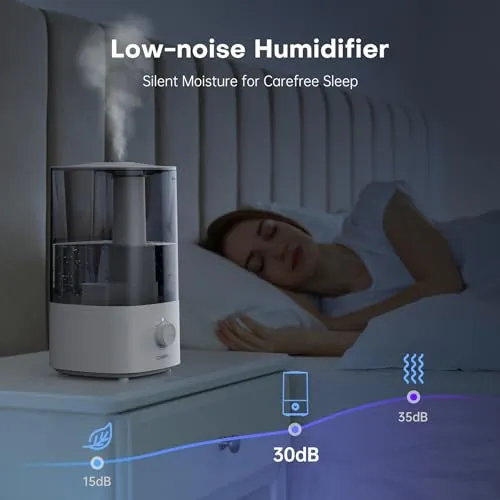 CONOPU Umidificatore Ambiente, 4L Umidificatore Ultrasuoni a Nebbia Fredda, 300ml/h Umidificatore ad Ultrasuoni e Diffusore Sile