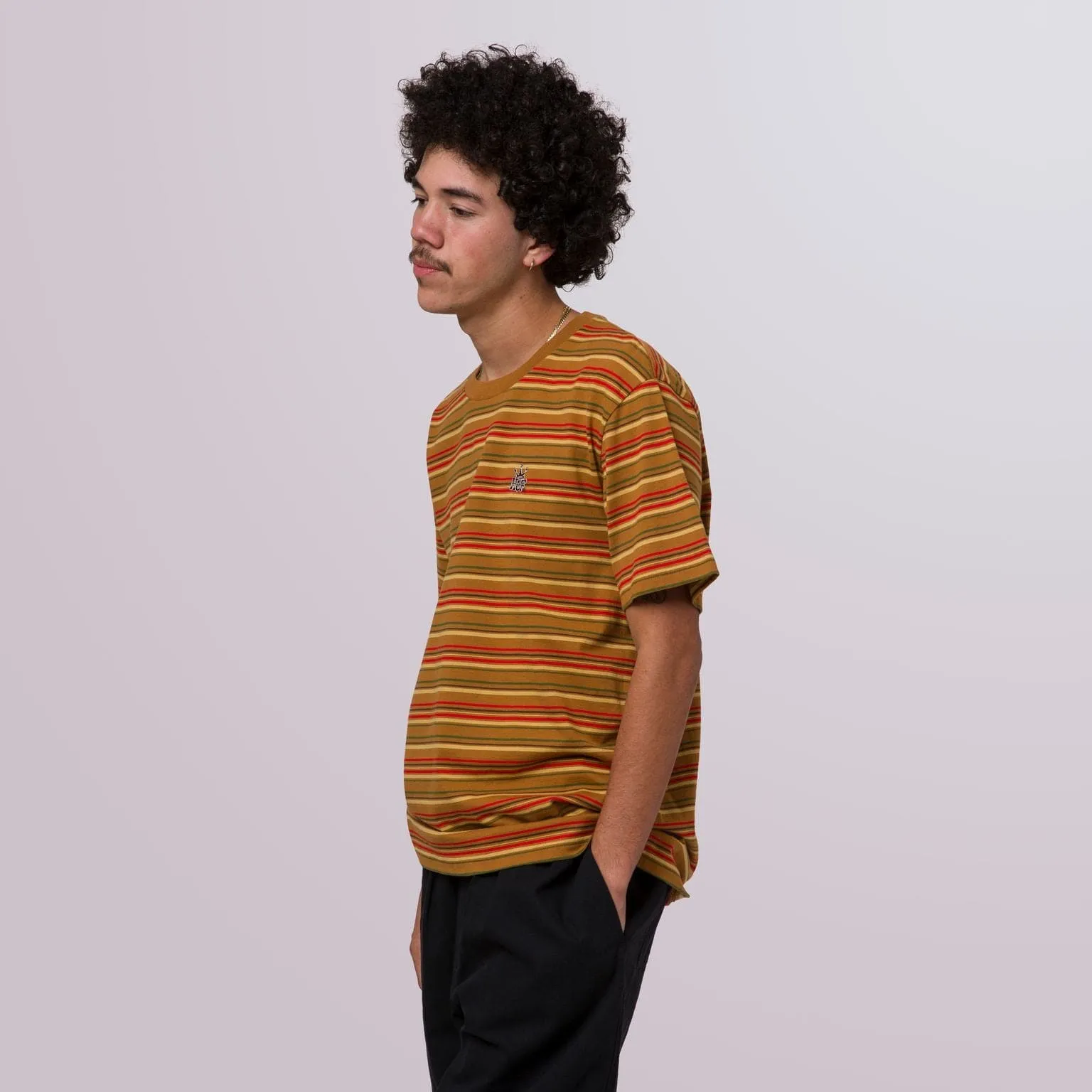 CROWN STRIPE S/S KNIT TOP - BURNT ORANGE