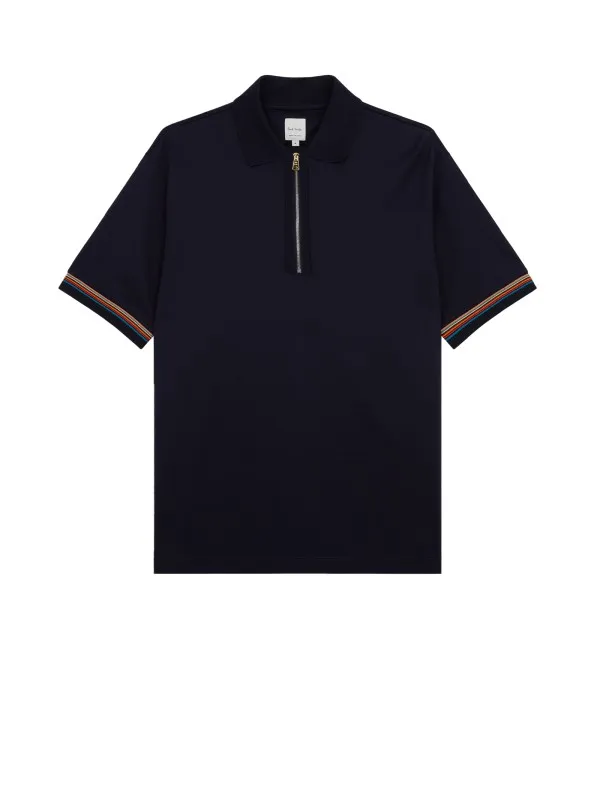 Dark navy short-sleeved polo shirt