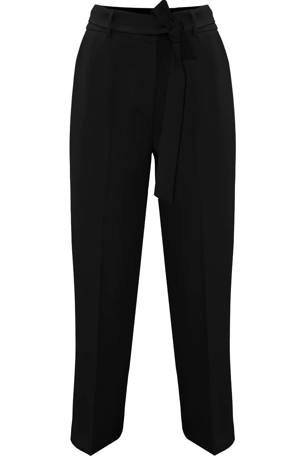 Elegant Trousers with Pleats and Belt / Black
