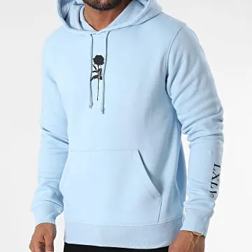 Felpa con cappuccio Roses Sky Blue Black
