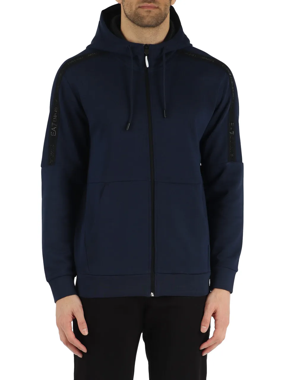 Felpa in cotone garzato con cappuccio e zip