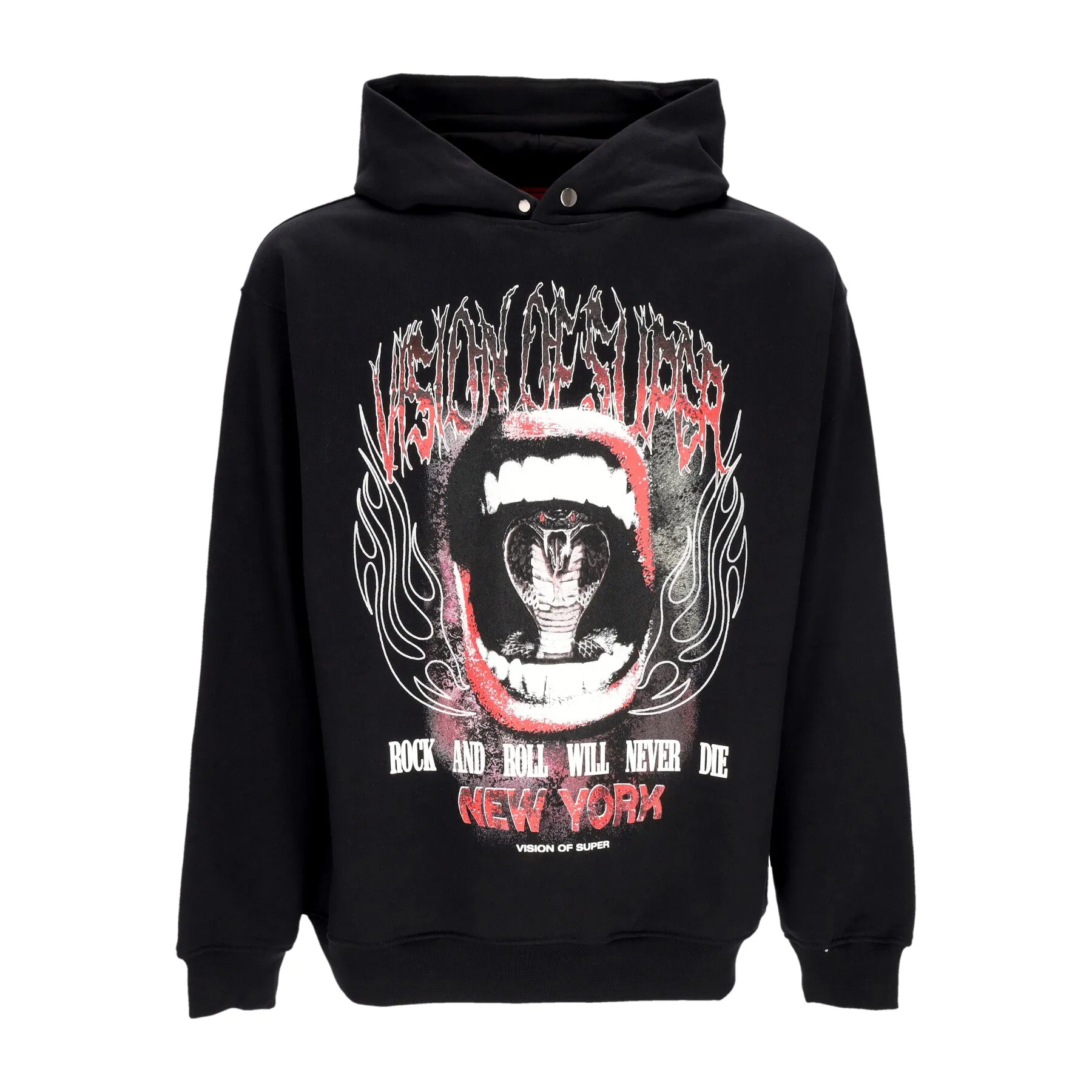 Felpa Leggera Cappuccio Uomo Cobra Mouth Print Hoodie Black