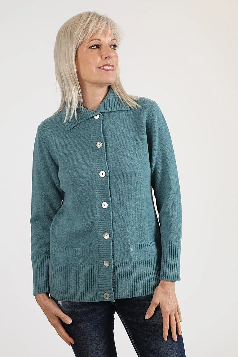 Giacca da donna in lana con tasche e collo da portare alto o a camicia – Modello Anna