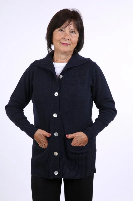Giacca da donna in lana con tasche e collo da portare alto o a camicia – Modello Anna