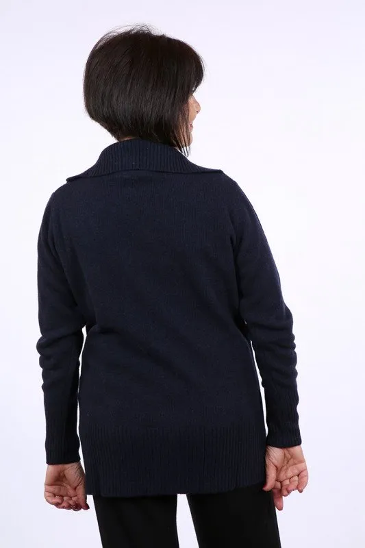 Giacca da donna in lana con tasche e collo da portare alto o a camicia – Modello Anna