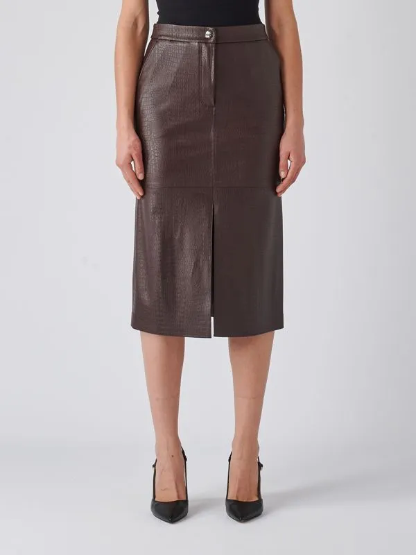 Gonna donna Max Mara Leisure Ethel in simil pelle Vinaccia
