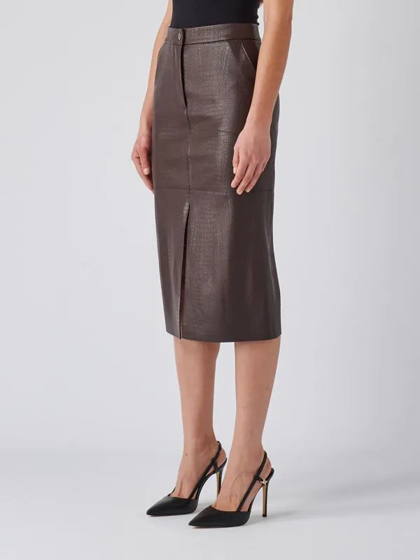 Gonna donna Max Mara Leisure Ethel in simil pelle Vinaccia