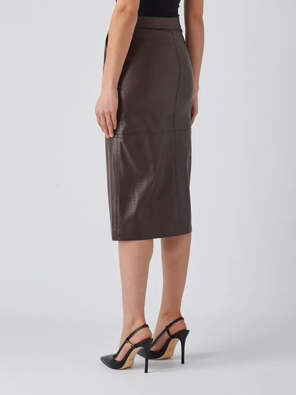 Gonna donna Max Mara Leisure Ethel in simil pelle Vinaccia