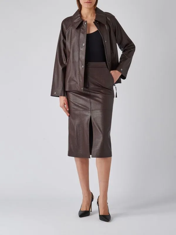 Gonna donna Max Mara Leisure Ethel in simil pelle Vinaccia