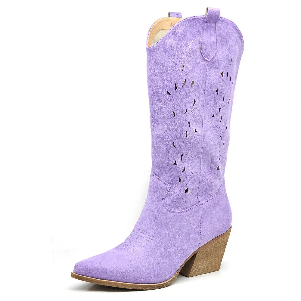 IF FASHION Stivali Stivaletti Primaverili Da Donna Texani Camoscio HJ922 lilla