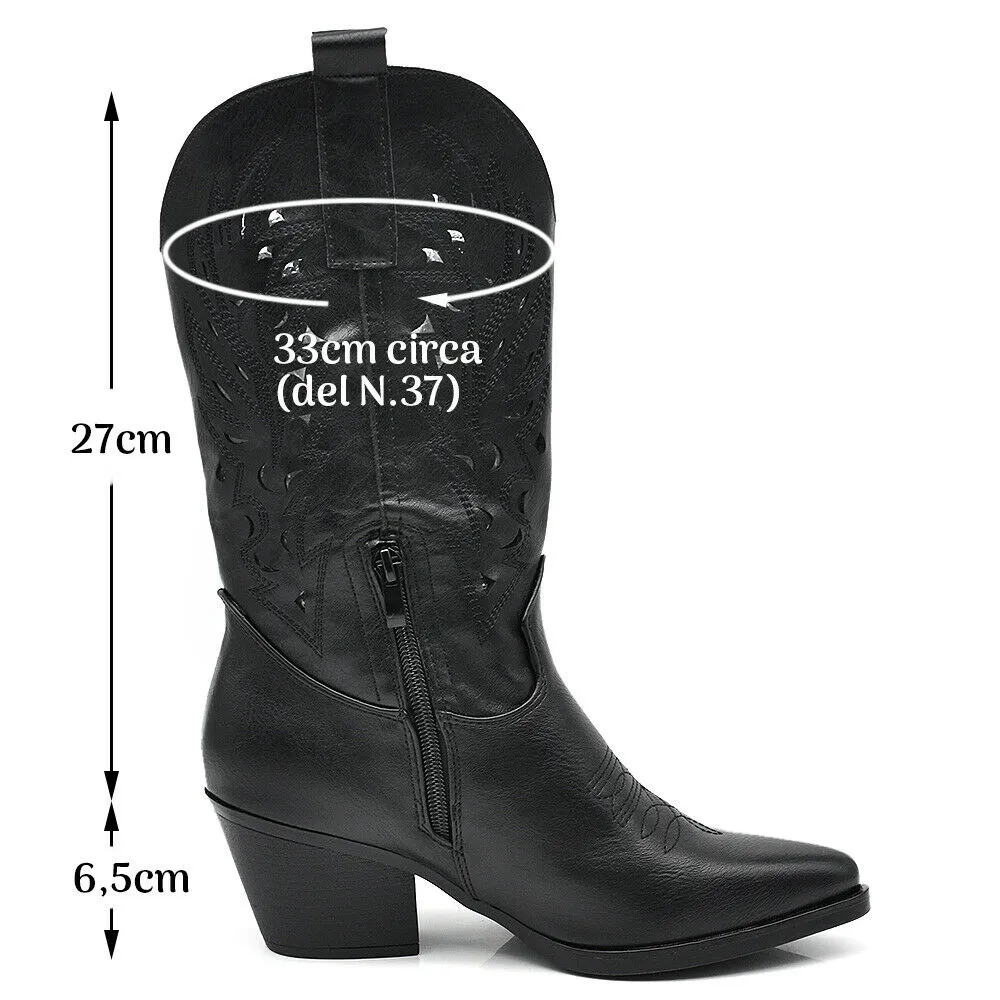 IF FASHION Stivali Stivaletti Primaverili Da Donna Texani Cowboy Cowgirl MP403