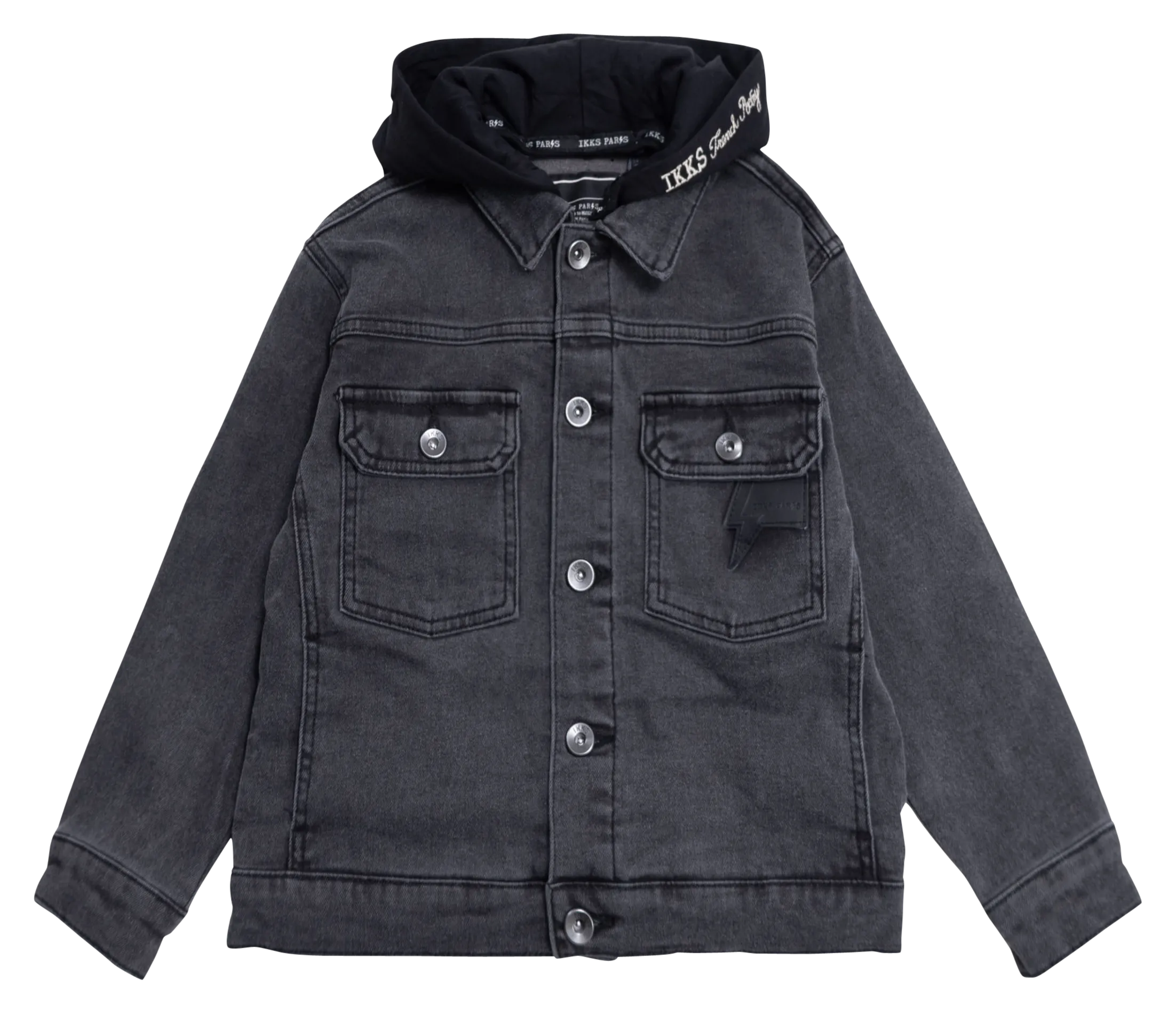  IKKS JUNIOR   Giacca dritta con collo classico e cappuccio in misto cotone. | Grigio