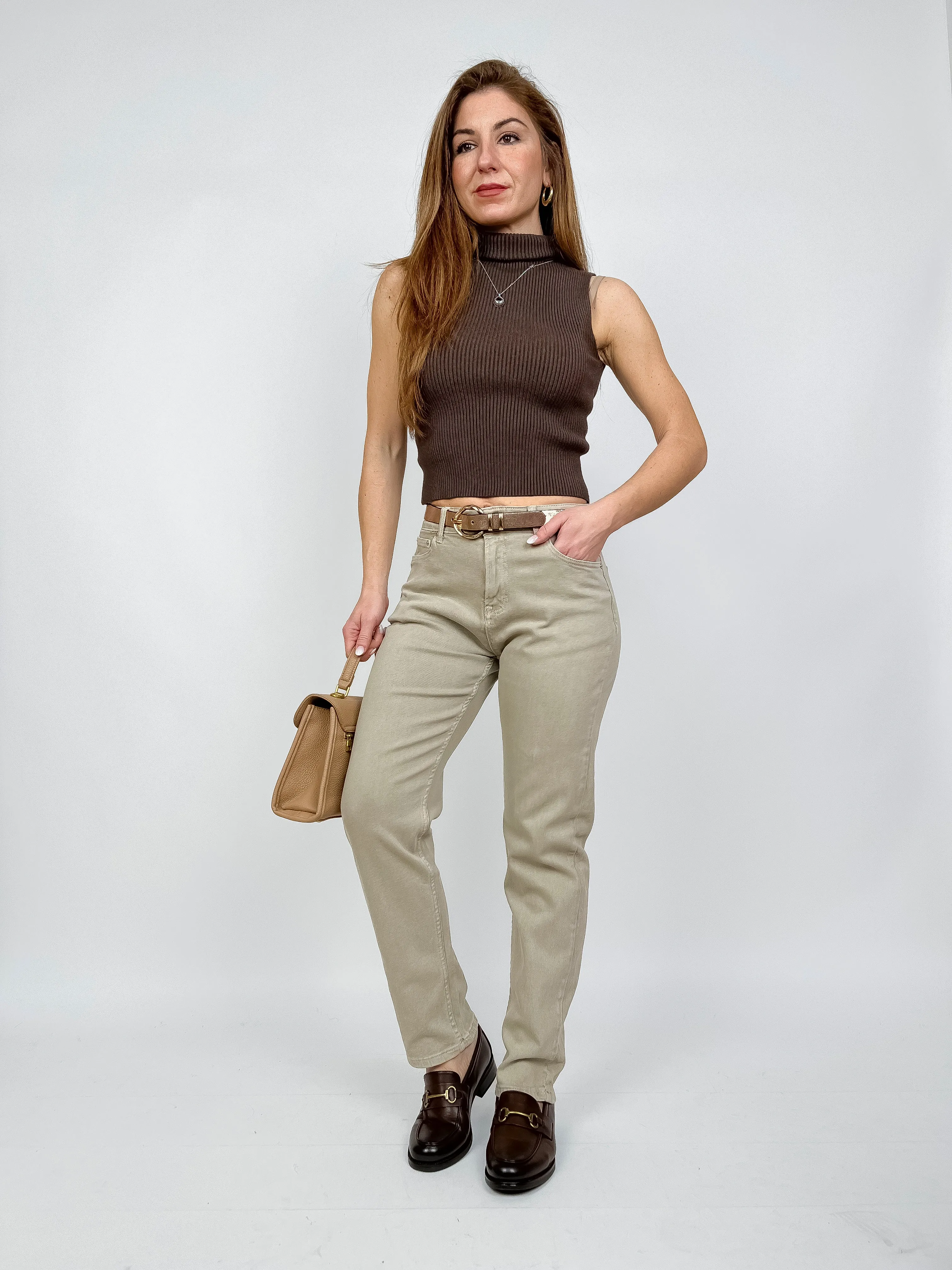 Jeans elasticizzato beige