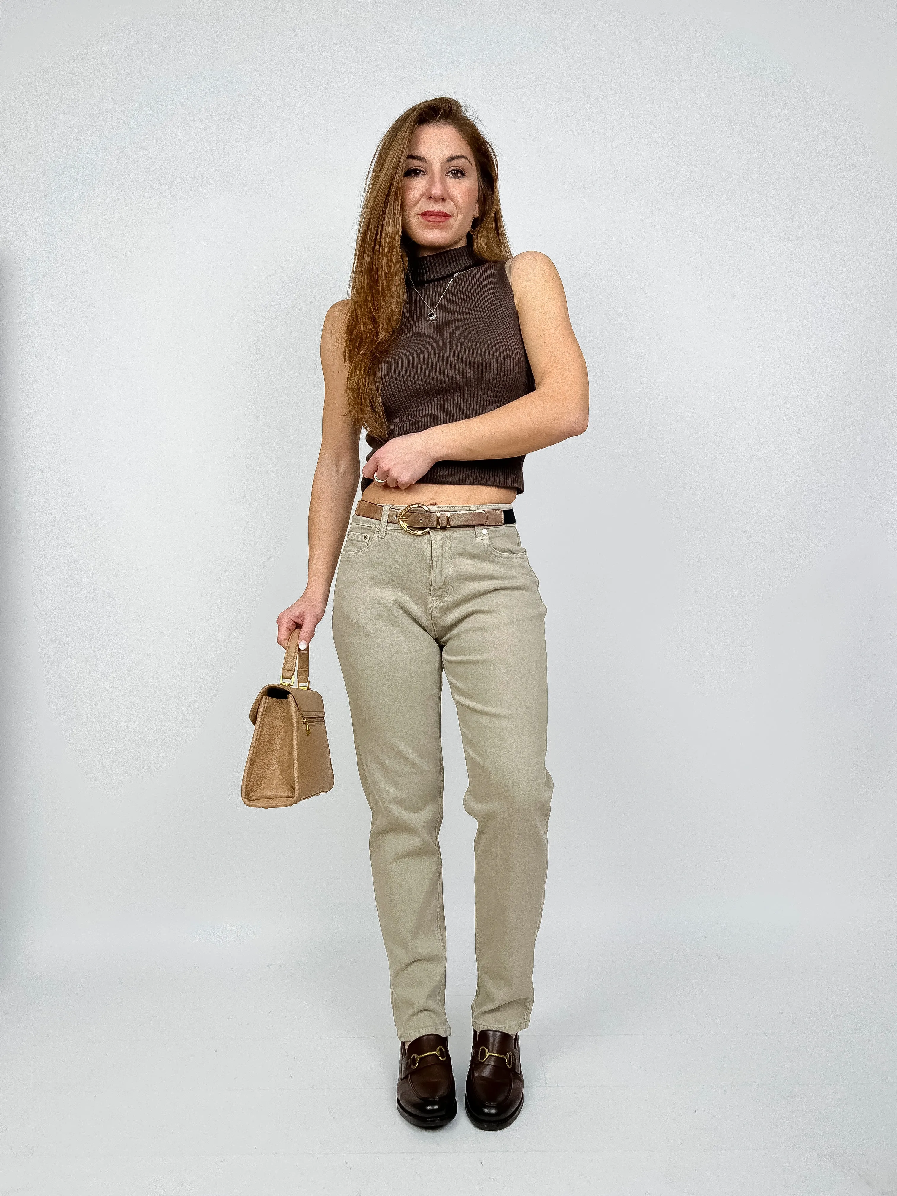 Jeans elasticizzato beige