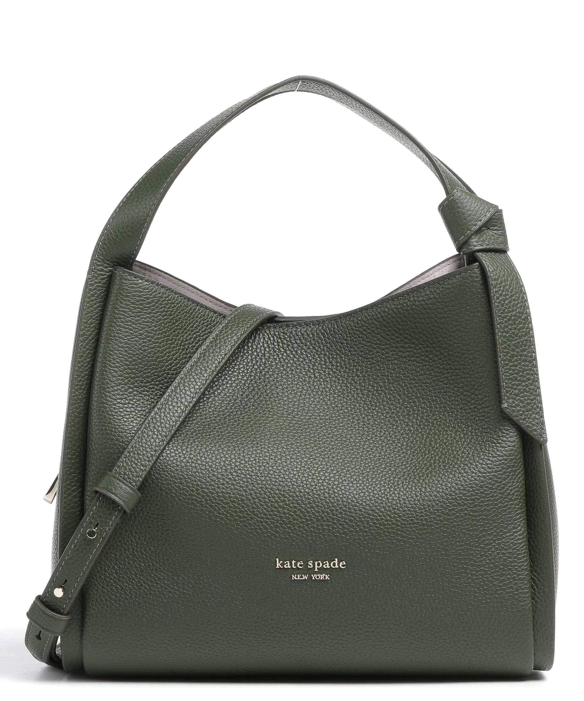  Kate Spade New York Knott Borsa hobo pelle di vacchetta grana verde scuro  