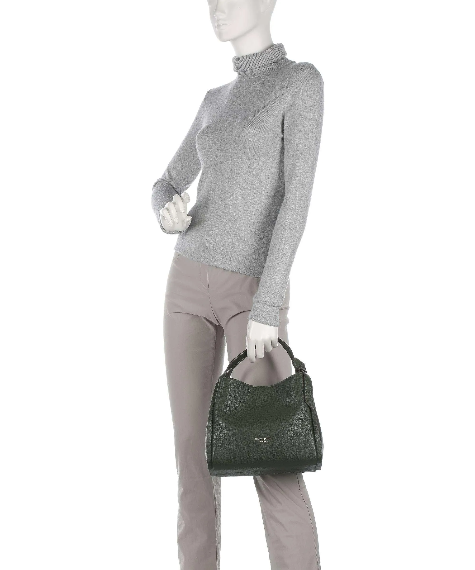  Kate Spade New York Knott Borsa hobo pelle di vacchetta grana verde scuro  