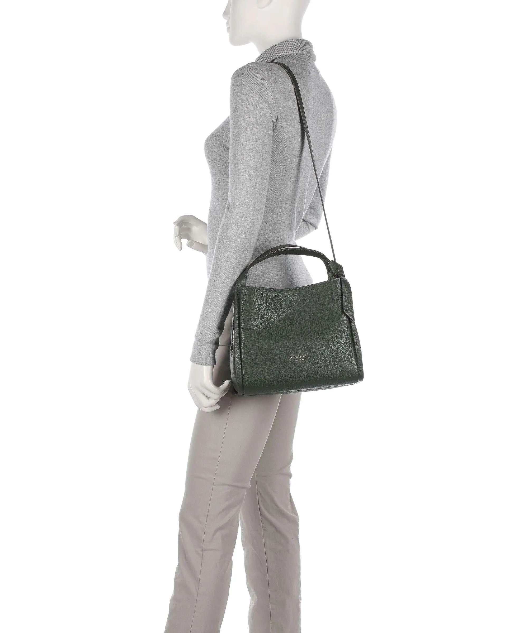  Kate Spade New York Knott Borsa hobo pelle di vacchetta grana verde scuro  