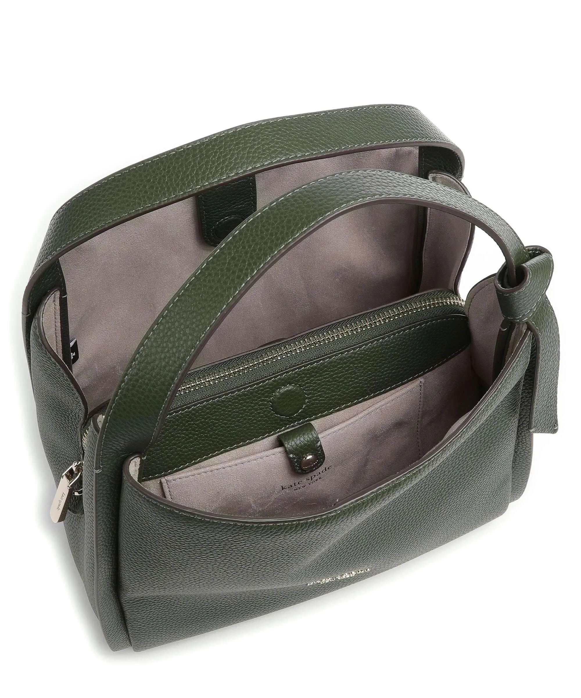  Kate Spade New York Knott Borsa hobo pelle di vacchetta grana verde scuro  