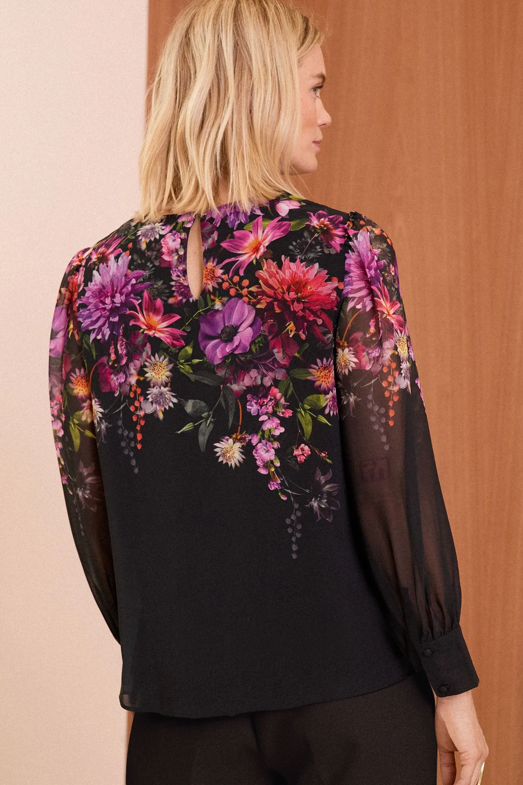 Love & Roses Printed Crew Neck Blouse    