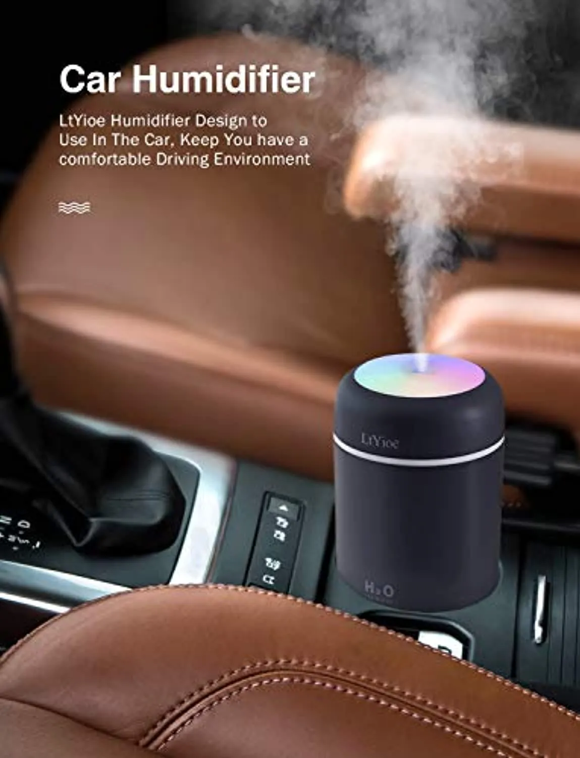 LtYioe - Mini umidificatore da scrivania per auto, ufficio, camera da letto, ecc. Spegnimento automatico, 2 modalità di nebbia, 