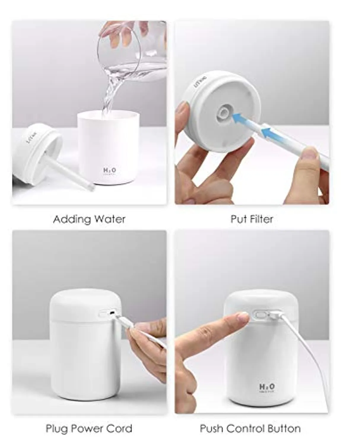 LtYioe - Mini umidificatore da scrivania per auto, ufficio, camera da letto, ecc. Spegnimento automatico, 2 modalità di nebbia, 