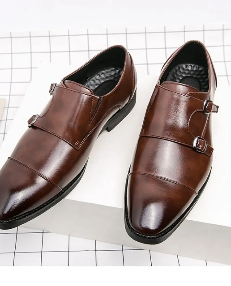 Luxury Designer New Monk Strap Scarpe oxford marroni nere per abito da ballo formale da uomo Homecoming Sapatos Tenis Masc