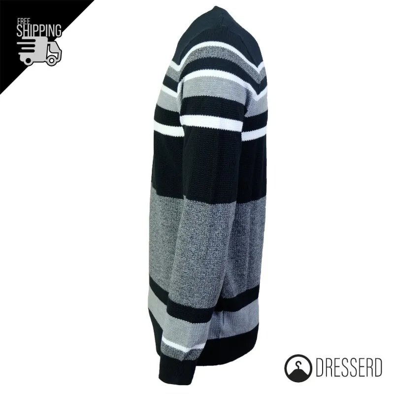 Maglia Uomo Manica lunga maglione rigato maglia Girocollo Invernale Dresserd