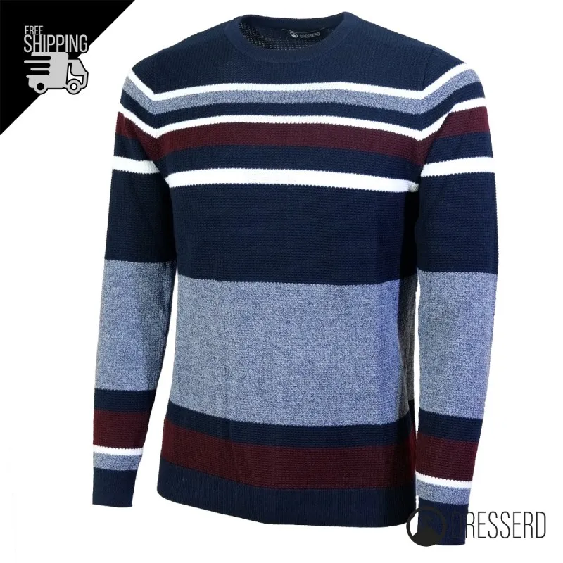 Maglia Uomo Manica lunga maglione rigato maglia Girocollo Invernale Dresserd