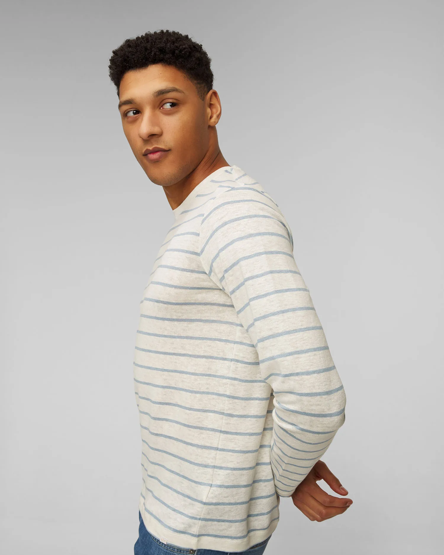 Maglietta a maniche lunghe in lino a righe da uomo Paul&Shark 24411011-113