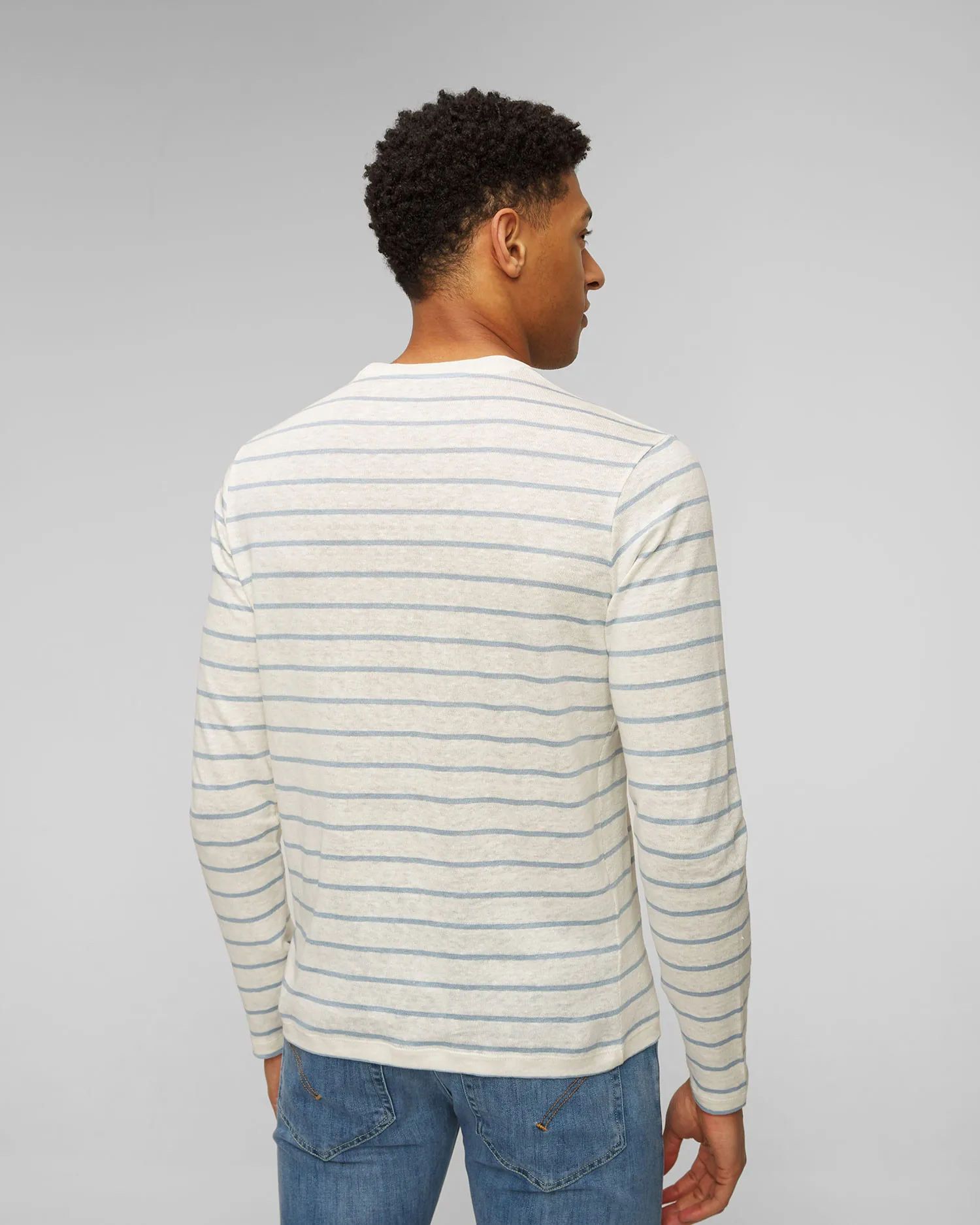 Maglietta a maniche lunghe in lino a righe da uomo Paul&Shark 24411011-113