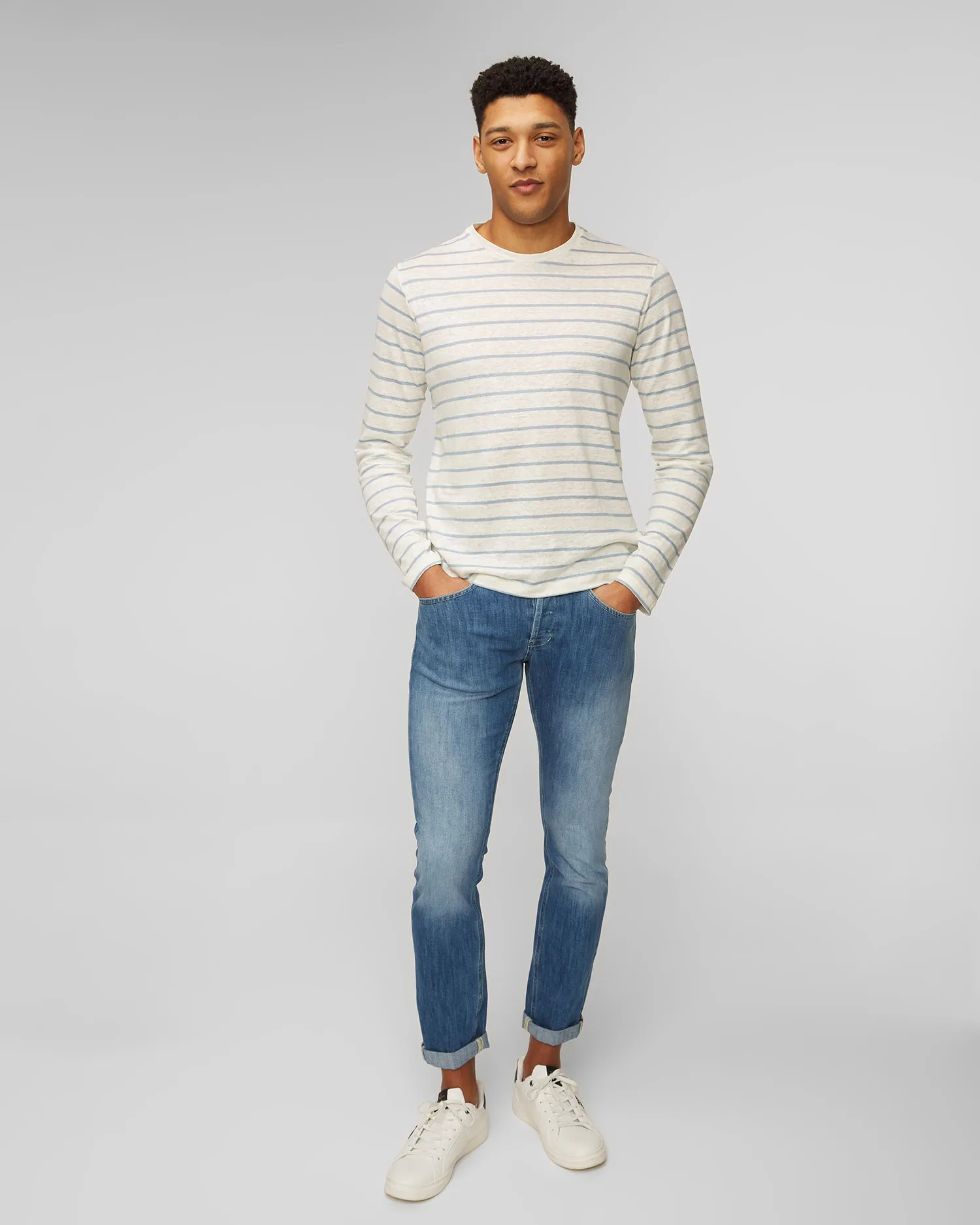 Maglietta a maniche lunghe in lino a righe da uomo Paul&Shark 24411011-113