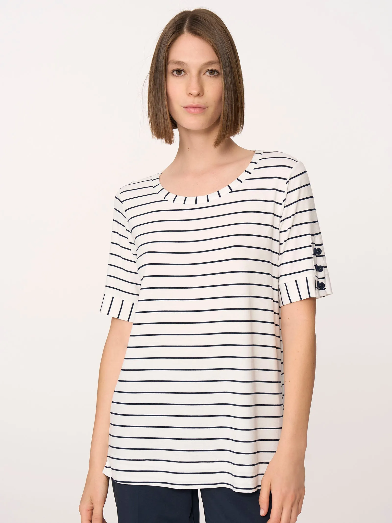 Maglietta a righe in Viscosa Summer  - Fant.White