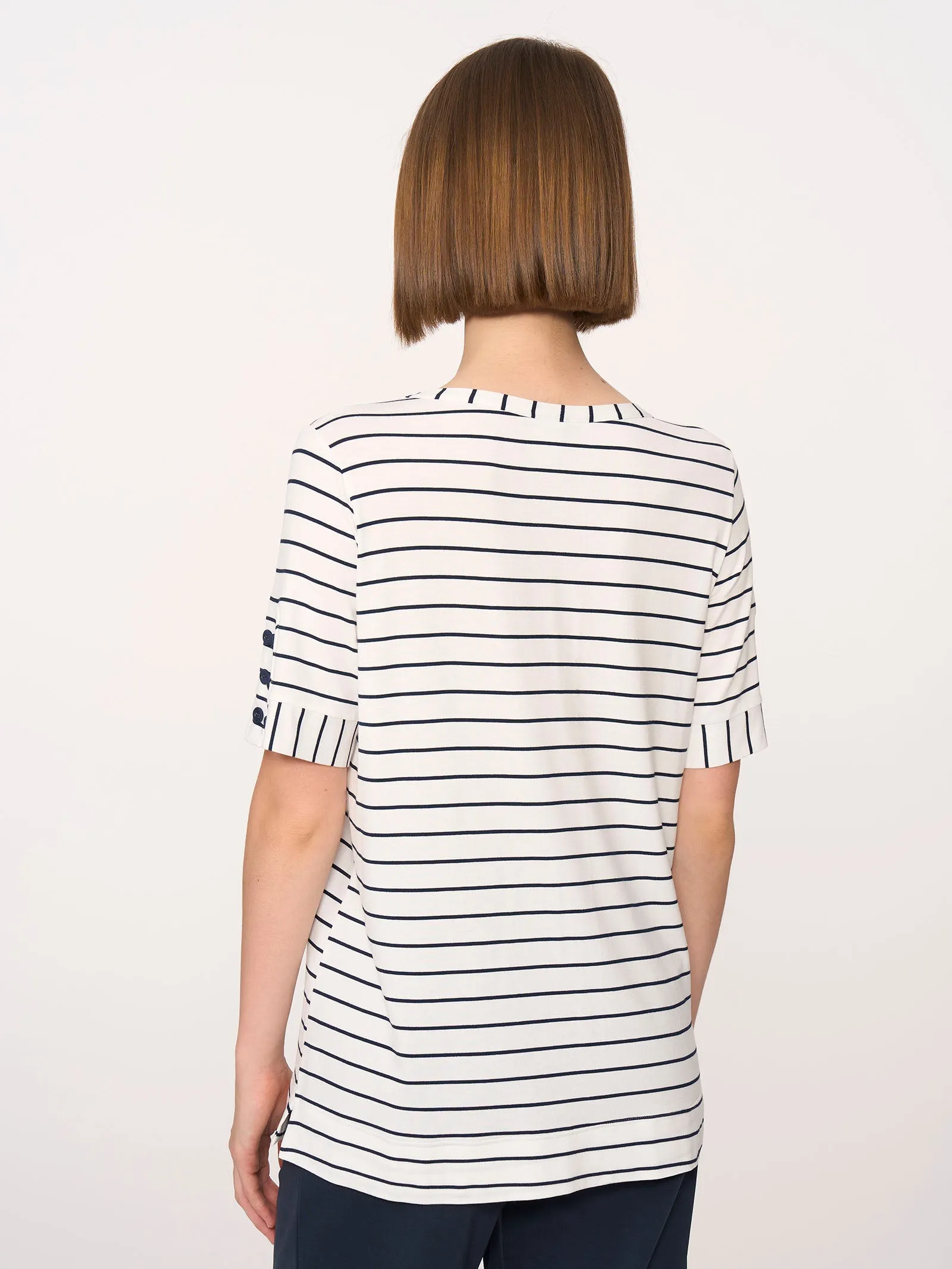 Maglietta a righe in Viscosa Summer  - Fant.White
