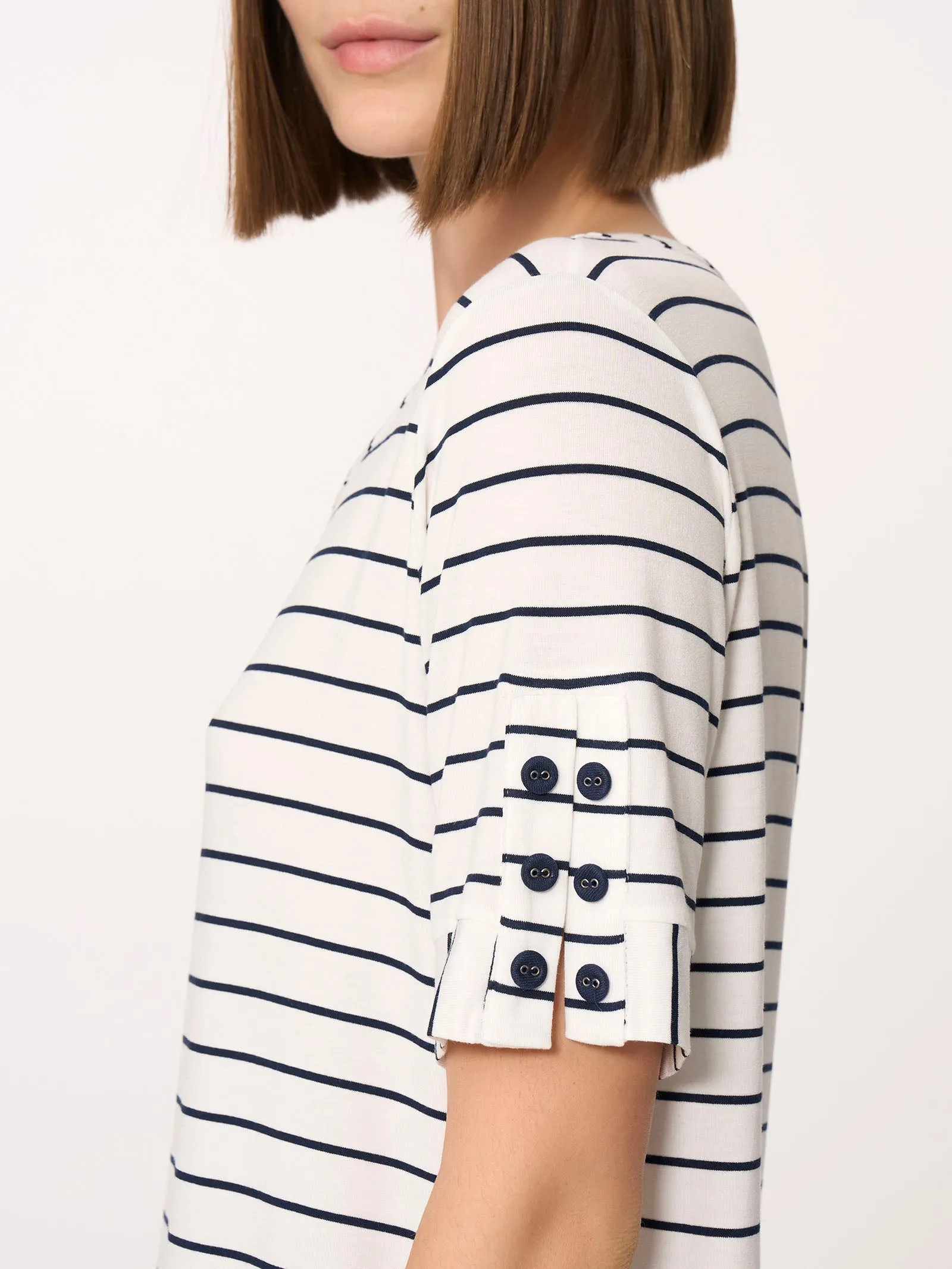 Maglietta a righe in Viscosa Summer  - Fant.White