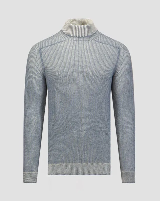 Maglione a collo alto blu in cashmere da uomo Sease