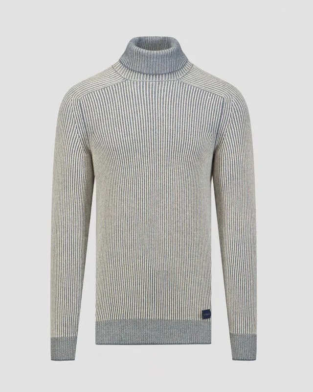 Maglione a collo alto blu in cashmere da uomo Sease