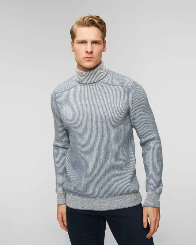 Maglione a collo alto blu in cashmere da uomo Sease