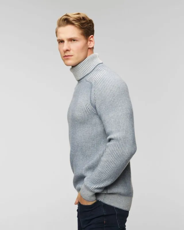Maglione a collo alto blu in cashmere da uomo Sease
