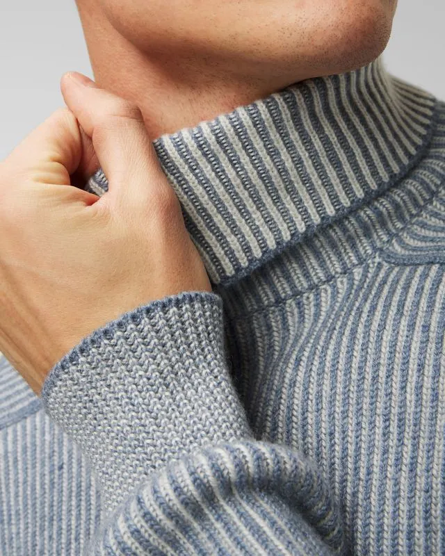 Maglione a collo alto blu in cashmere da uomo Sease