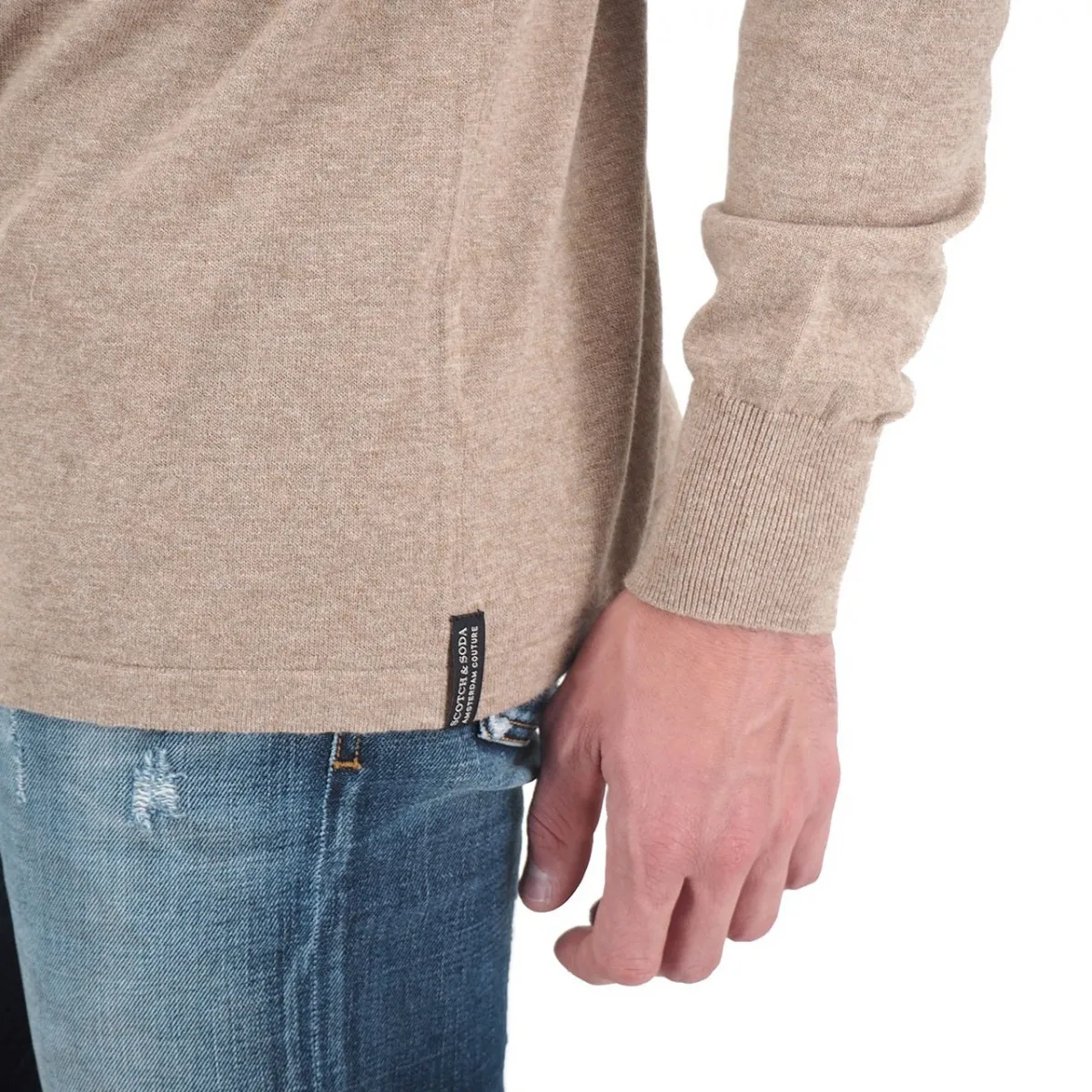 Maglione A Collo Alto In Cotone E Lana, Beige