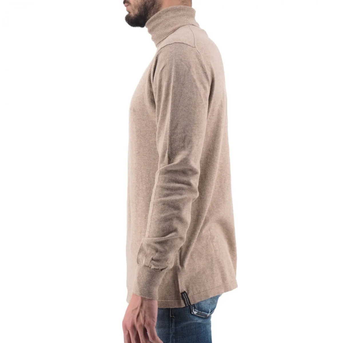 Maglione A Collo Alto In Cotone E Lana, Beige