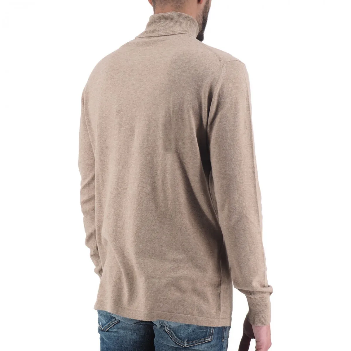 Maglione A Collo Alto In Cotone E Lana, Beige