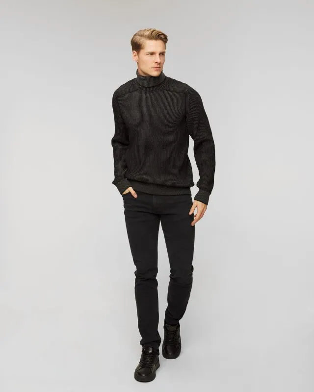 Maglione a collo alto nero in cashmere da uomo Sease