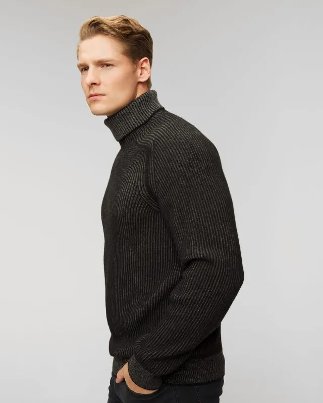 Maglione a collo alto nero in cashmere da uomo Sease