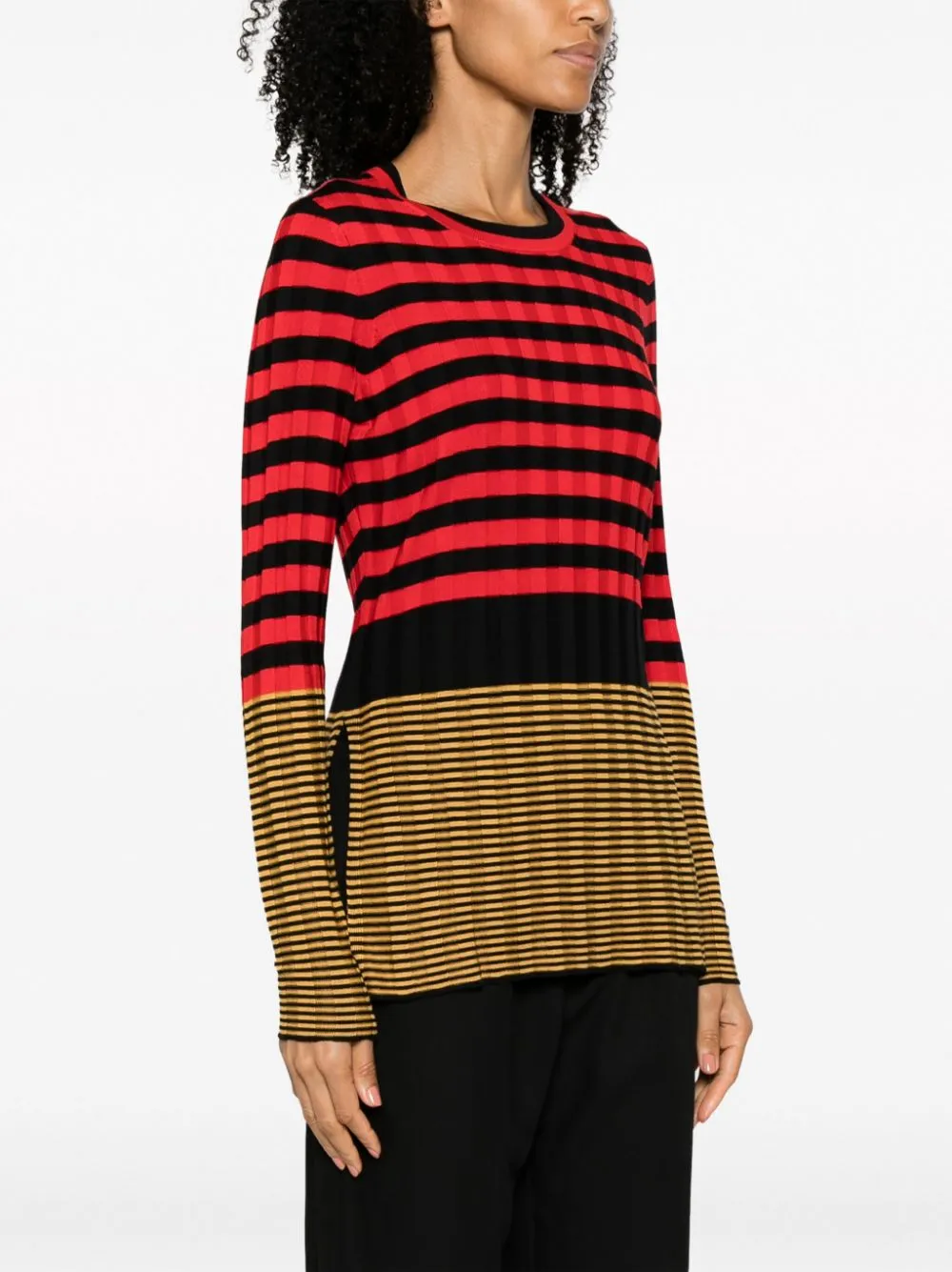 Maglione a righe a maniche lunghe in multicolore - donna