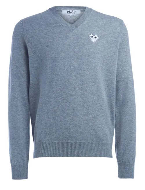 Maglione  Comme Des Garçons Play grigio con cuore biancoY
