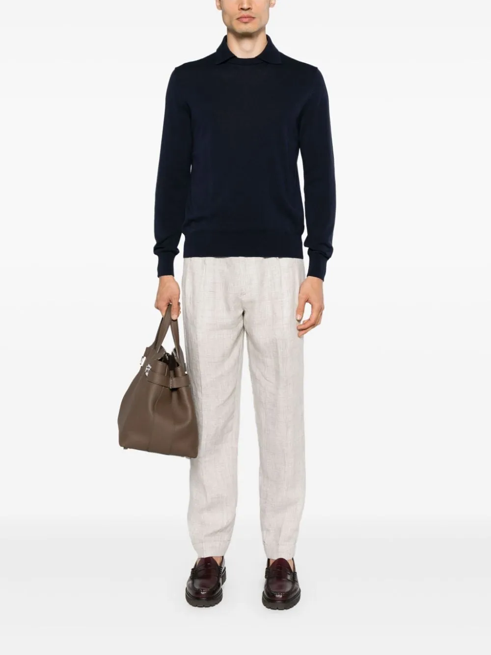 Maglione con colletto polo in blu di BALLANTYNE - uomo
