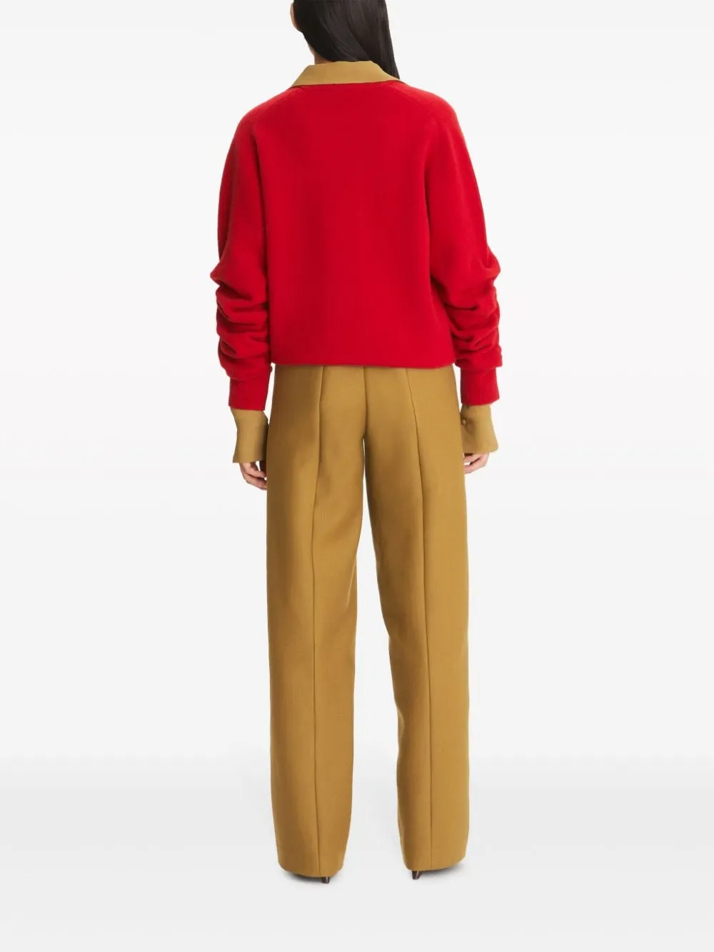 Maglione con scollo a V in rosso rubino - donna