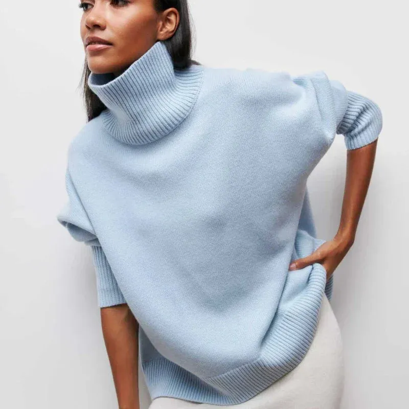Maglione Donna Casual Giornaliero Collo Alto Manica Lunga Tinta Unita Caldo Autunno Inverno